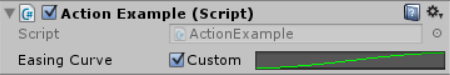 The 'Custom' button is checked. Instead of a dropdown menu, there isa unity AnimationCurve editor.